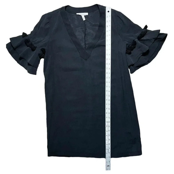 BCBGeneration Black Tassel Ruffle Mini Tunic Short Mini Dress Size Small Soft - Picture 6 of 7
